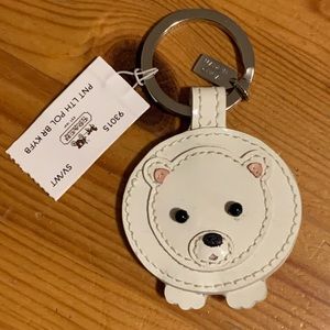 Coach Leather Polar Bear Keychain - NWT